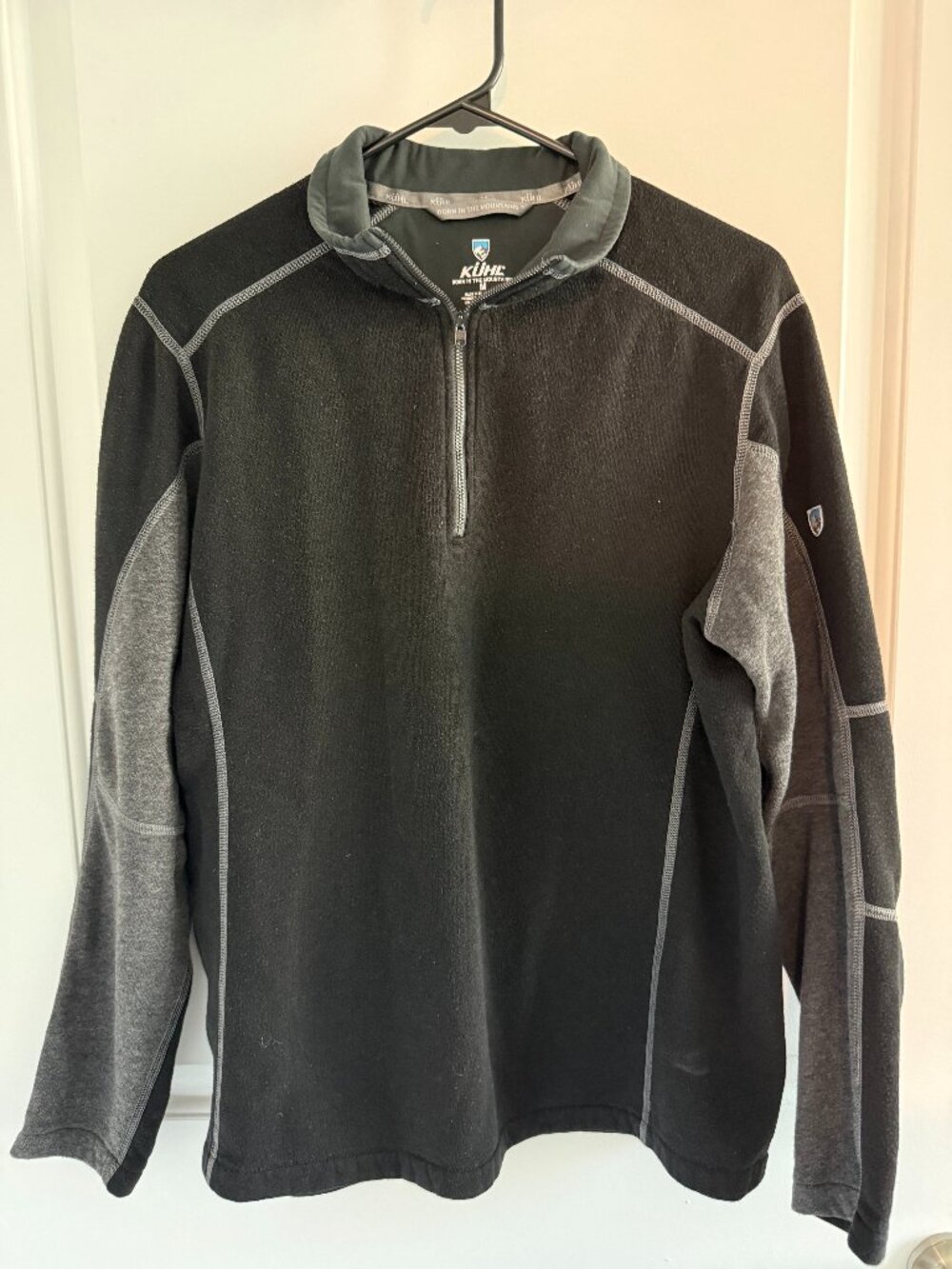 KÜHL Born in the Mountains Quarter Zip Fleece Pullover Black Gray Size Medium